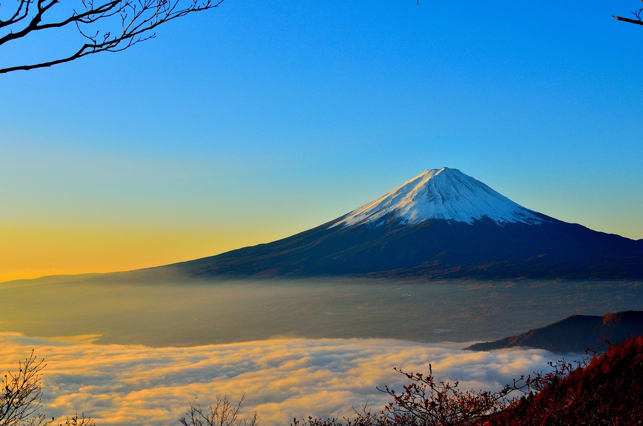 mountain, volcano, nature, peak, summit, countryside, sea of clouds, scenery, scenic, idyllic, mount fuji, japan